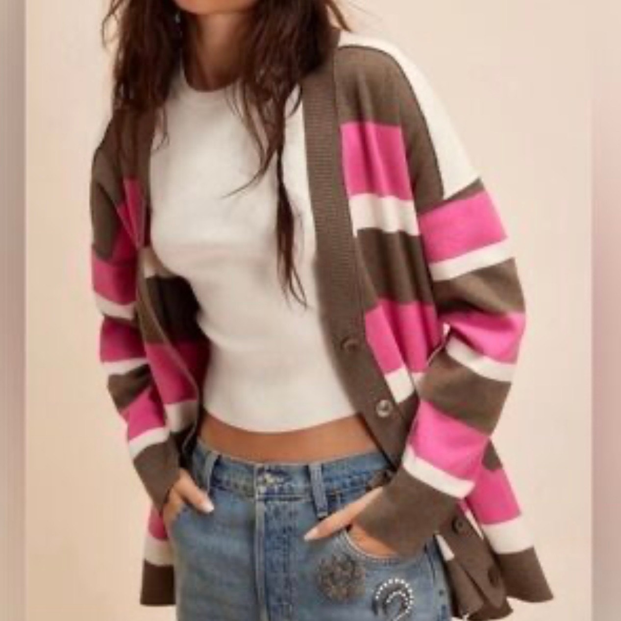 Free People League Of Her Own Cardigan Aurora Pinecone Combo Size Xs And Small